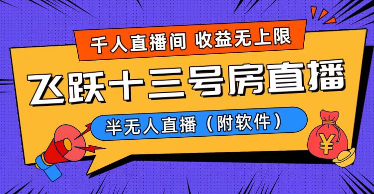 （8711期）爆火飞跃十三号房半无人直播，一场直播上千人，日入过万！（附软件）-启航188资源站