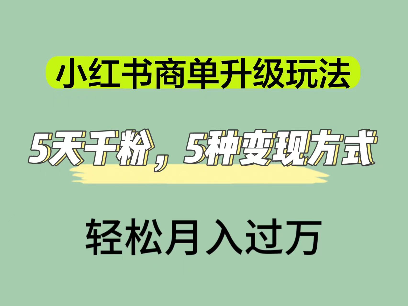 （7312期）小红书商单升级玩法，5天千粉，5种变现渠道，轻松月入1万+-启航188资源站