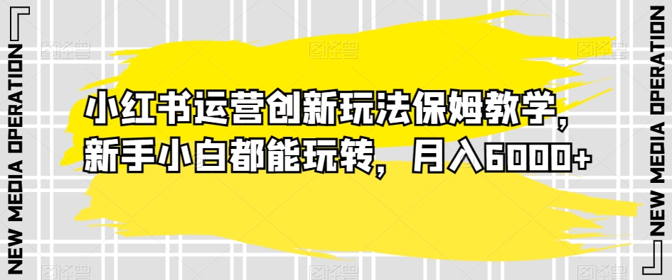 小红书运营创新玩法保姆教学，新手小白都能玩转，月入6000+【揭秘】-启航188资源站