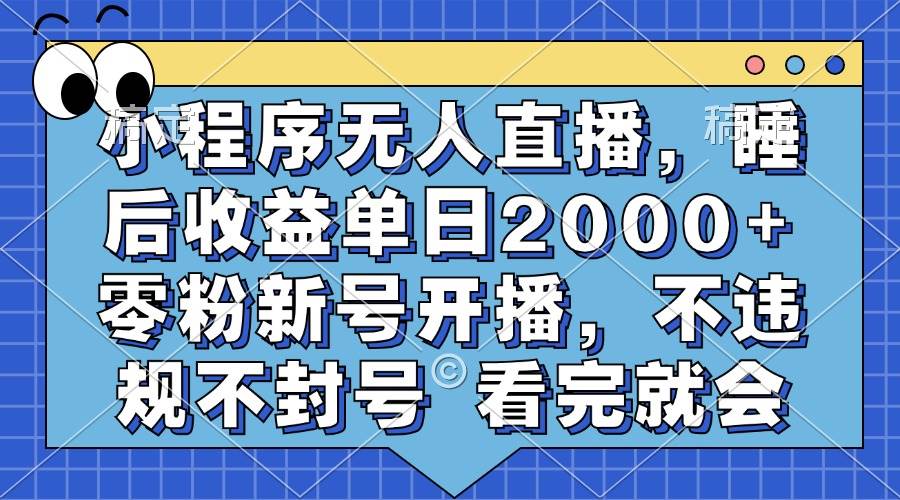 （13251期）小程序无人直播，睡后收益单日2000+ 零粉新号开播，不违规不封号 看完就会-启航188资源站