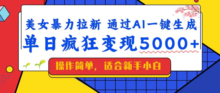 美女暴力拉新，通过AI一键生成，单日疯狂变现5000+，纯小白一学就会！-启航188资源站